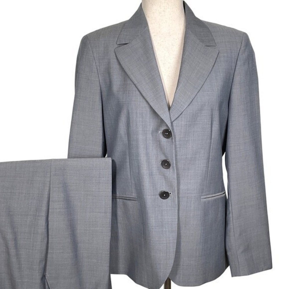 Zanella Suit Set Women 10 34W‎ 31L Bluish Gray Tracy Career Classic Italian Wool
